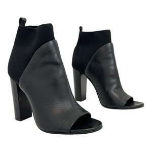 Vince Black Leather Open Toe Ankle Booties